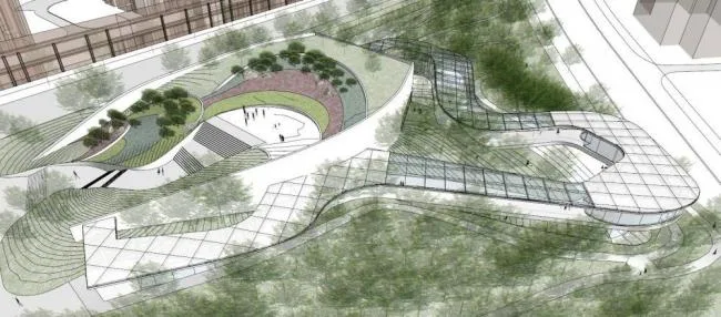 Sketchup Landscape Model | Street side Park, Modern Style, Park Landscape