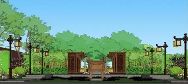 Sketchup Landscape Model | Commercial Landscape, Chinese Style