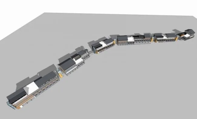 Sketchup Business Model | Multi Story Commercial Street, New Chinese Style