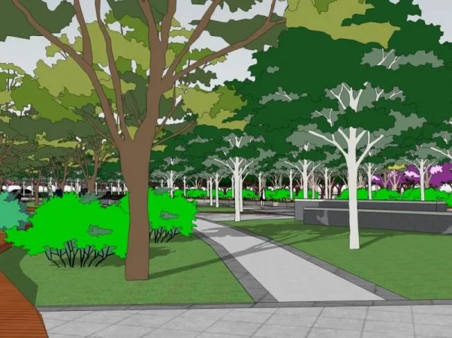Sketchup Landscape Model | Road Landscape, Street Park Landscape, Modern Style