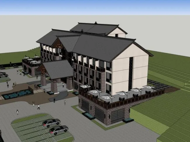 Sketchup Hotel Model | Multi story Hotel, Chinese Style