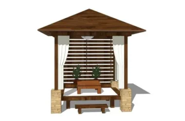 New Chinese Style Pavilion Sketch Model | Landscape Gallery Design in SketchUp-BIM WORLD