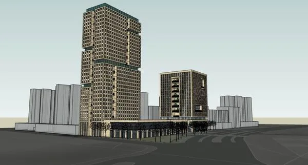 Modern High-Rise Office Building Model in SketchUp