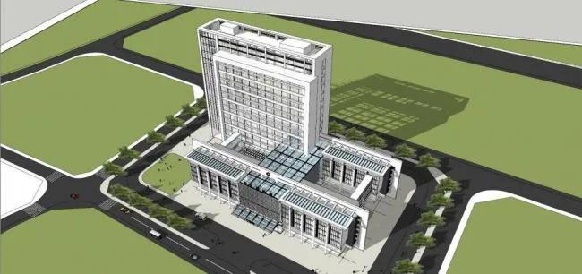 Sketchup Hospital Model | Multi story High rise Hybrid, Hospital, Medical Building, Modern Style