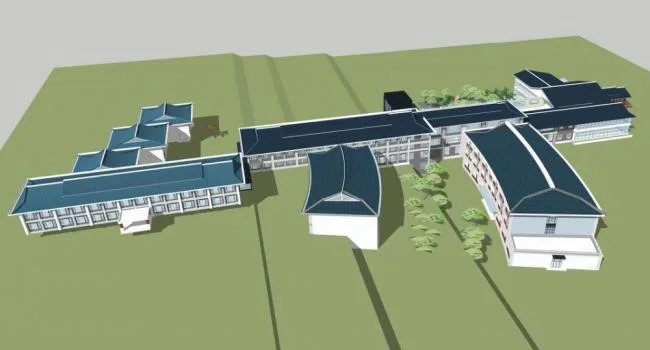 SketchUp Model of a Multi-Story Chinese-Style Resort Hotel