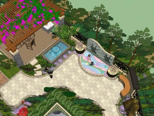 Sketchup Landscape Model | Villa Landscape, Classical Style