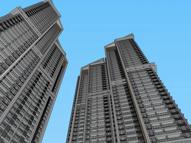 Sketchup Residential Model | Super high-rise residential, modern style, ground floor commercial, residential building