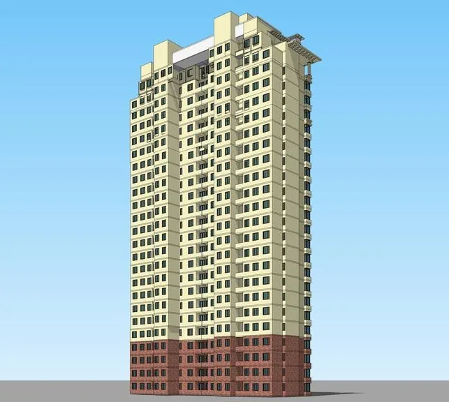 SketchUp Residential Model: Classical High-Rise Apartment Building in Tuscany, Spain