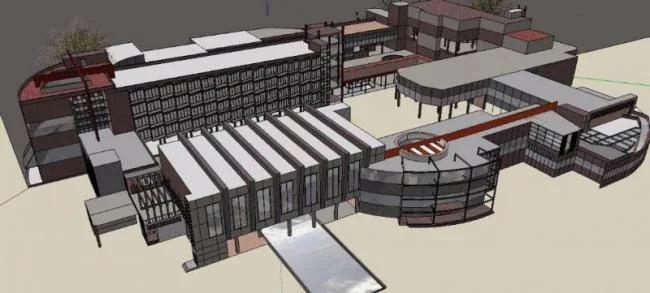 Sketchup Cultural Model | Multi story Activity Center, Cultural Architecture, Modern Style