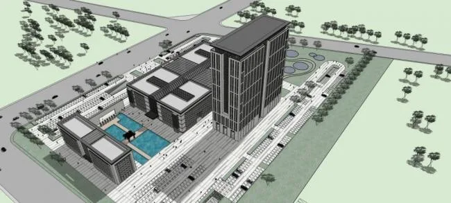 Sketchup Hospital Model | Danyang Traditional Chinese Medicine Hospital Plan 2, High rise Hospital, Modern Style, Medical Building