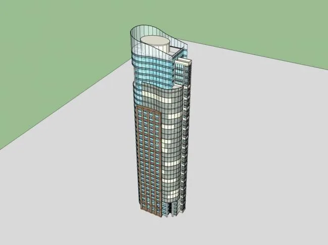 Sketchup Residential Model | Super high-rise residential building, modern style, 33 floors