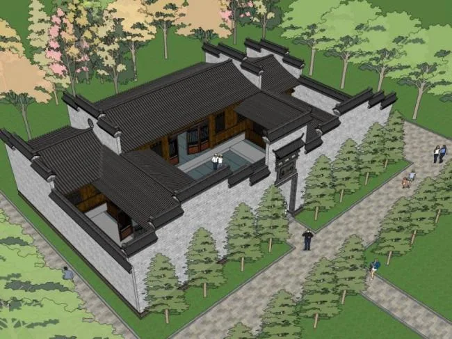 Sketchup Residential Model | Courtyard, Chinese Style