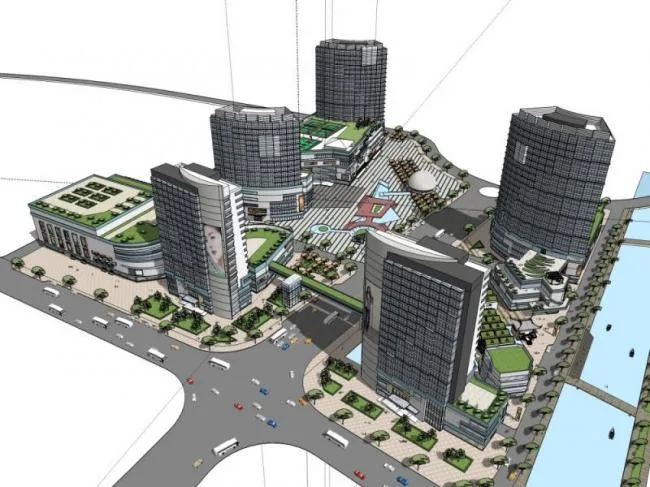 SketchUp Model of a Modern Super High-Rise: Commercial, Residential, Hotel, and Office Spaces-BIM WORLD