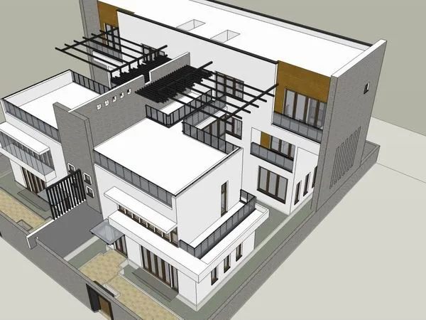 Sketchup villa model | Rural townhouse, modern style