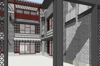 SketchUp Business Model: Multi-Story Commercial Street with Chinese Architectural Style-BIM WORLD