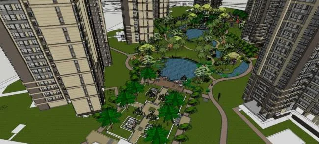 Sketchup Residential Model | High rise residential buildings, neighborhoods, landscapes, residential buildings, modern style