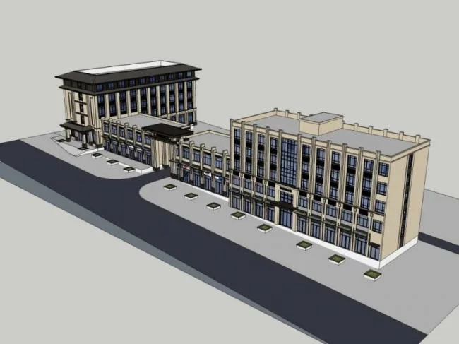 Sketchup Business Model | Multi story Commercial Complex, Classical Style