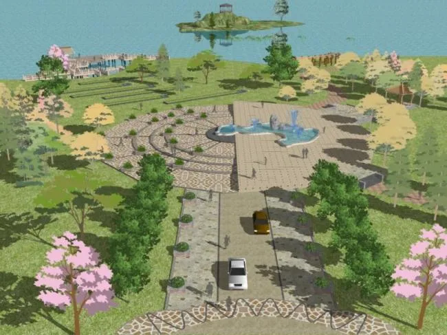 Sketchup Landscape Model | Park Landscape, Modern Style