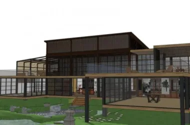 SketchUp Business Model: Modern Multi-Story Tea House Design-BIM WORLD