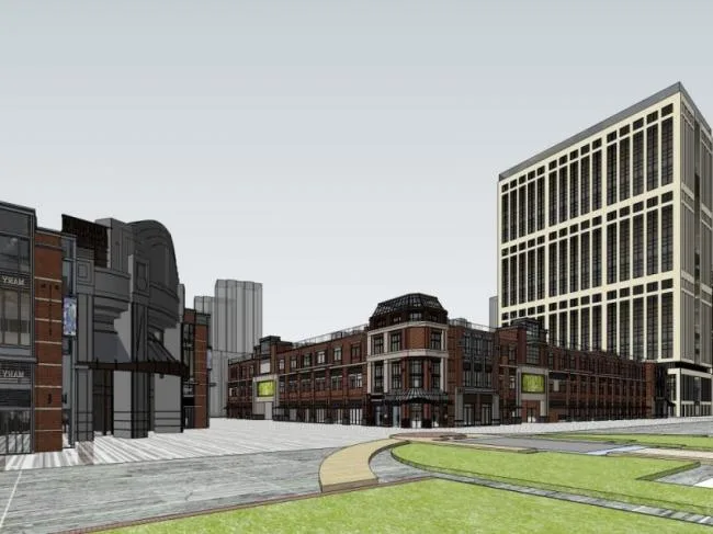 Sketchup Complex Model | Multi story Commercial Complex, Office Building, Commercial Shopping Center, Classical Style