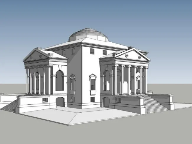 Sketchup Business Model | Multi story Clubhouse, Classical Style