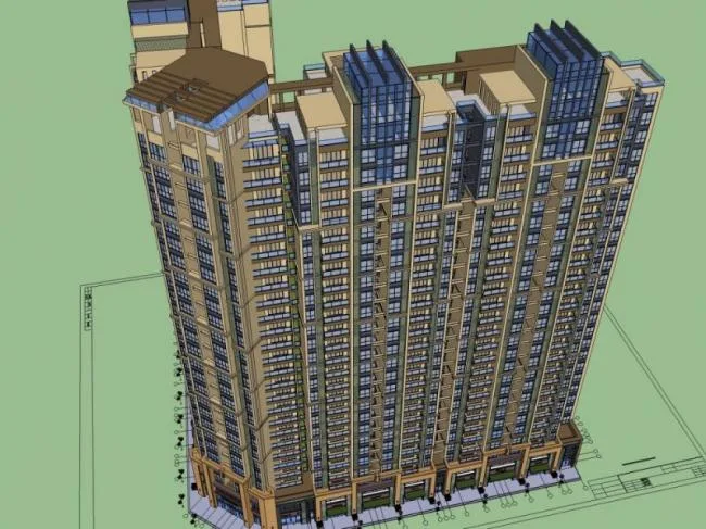 Sketchup Residential Model | High rise Residential Buildings, Modern Style