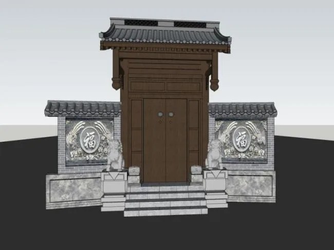 Sketchup Sketch Model | Hanging Flower Gate, Chinese Style, Sketch