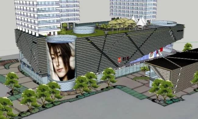 Sketchup Residential Model | High rise residential, ground floor commercial, modern style