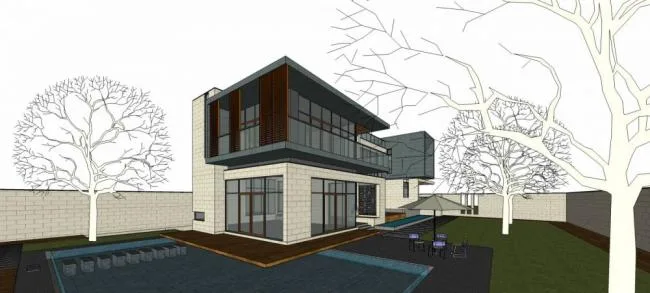Sketchup Villa Model | Solo Villa, Modern Style, Courtyard Villa, Multi story Residential Building