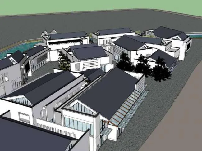 Sketchup Business Model | Multi story Commercial Street, Pedestrian Street, Chinese Style