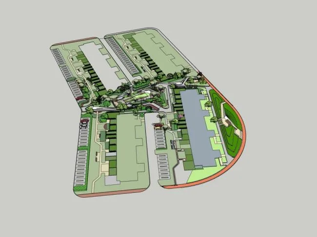 Sketchup Residential Model | Small and High rise Residential Buildings, Modern Style, Landscape, Residential Architecture
