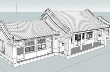 SketchUp Model of Multi-Story Chinese Courtyard House in Ancient Architectural Style-BIM WORLD