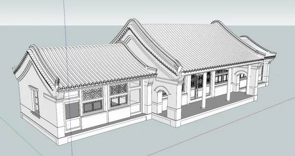 SketchUp Model of Multi-Story Chinese Courtyard House in Ancient Architectural Style