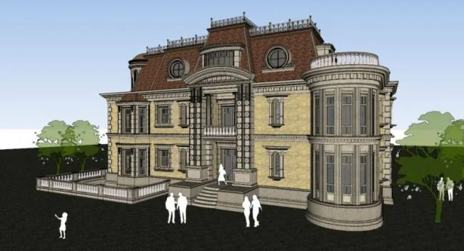 Sketchup Villa Model | Stacked Villa, Classical Style