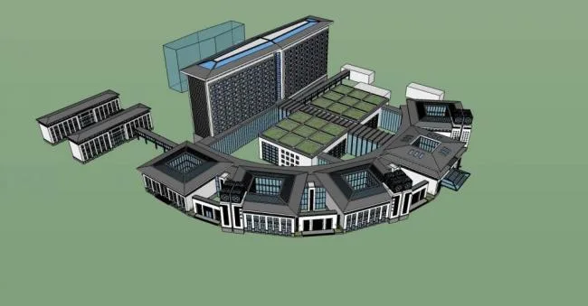 Sketchup Hospital Model | Small and High rise Hospital, Medical Building, New Chinese Style
