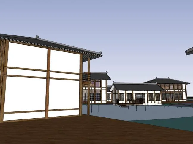 SketchUp Business Model: A Chinese-Style Commercial Street Design