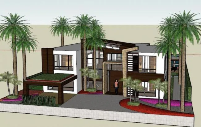Sketchup Residential Model | Garden House, Modern Style
