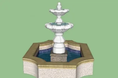 SketchUp Materials: European Water Fountain Landscape Components-BIM WORLD