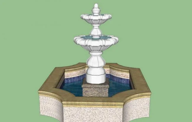 Sketchup Material Model | European Water Fountain Landscape Material Component