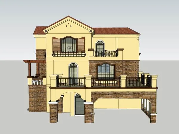 Classical Single-Family Villa Model in SketchUp