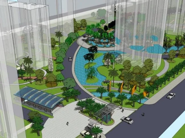 Sketchup Landscape Model | Community Landscape, Residential Landscape, Modern Style