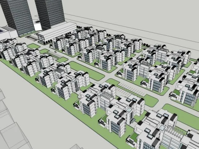 Sketchup Residential Model | Multi story Residential Area, Modern Style