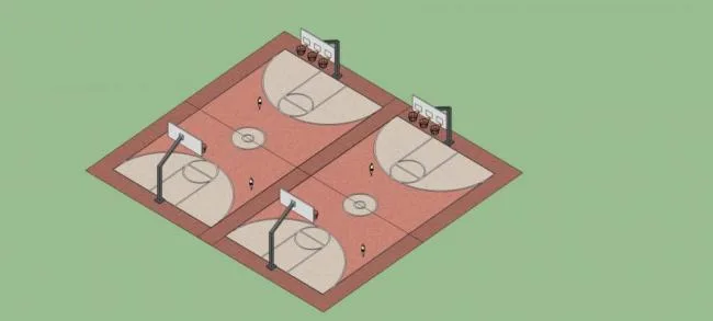 SketchUp Material Models for Basketball Courts and Sports Components