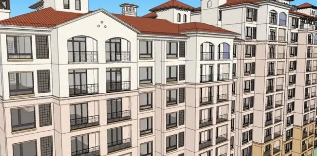 Sketchup Residential Model | High rise Residential Buildings, Residential Buildings, Spanish Style, Classical Style