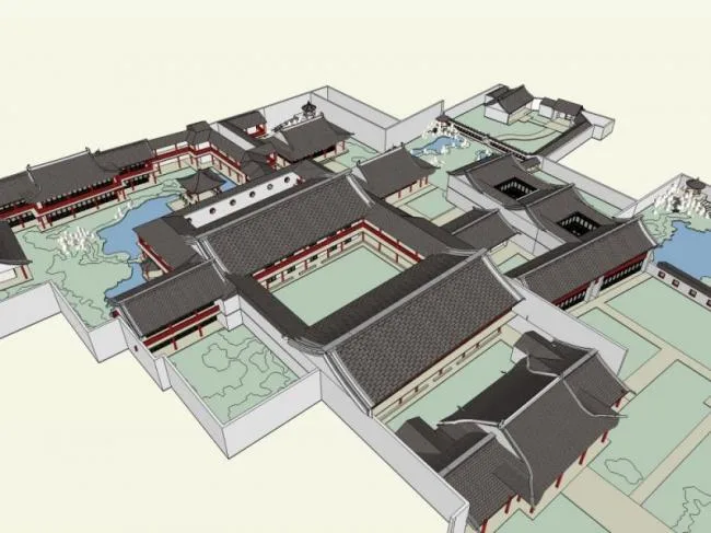 Sketchup Ancient Architecture Model | Multi story Garden, Chinese Style