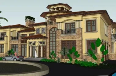 Spanish Style Single Family Villa Model in SketchUp-BIM WORLD