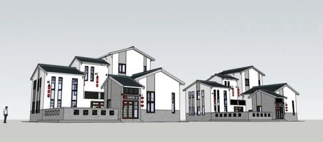 SketchUp Model of a Slope-Top Courtyard Villa: Traditional Chinese Single-Family Home
