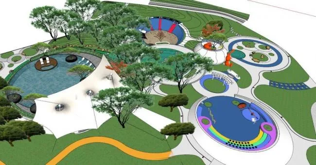 Sketchup Landscape Model | Children's Playground, Modern Style, Park Landscape