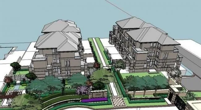 Sketchup Residential Model | Multi story Residential Community and Landscape, European Style, Classical Style