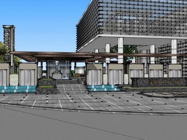 Sketchup Business Model | Multi story Sales Office, Commercial Building, Modern Style